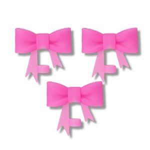 Hot Pink Bow Straw Toppers 3pk - NEW